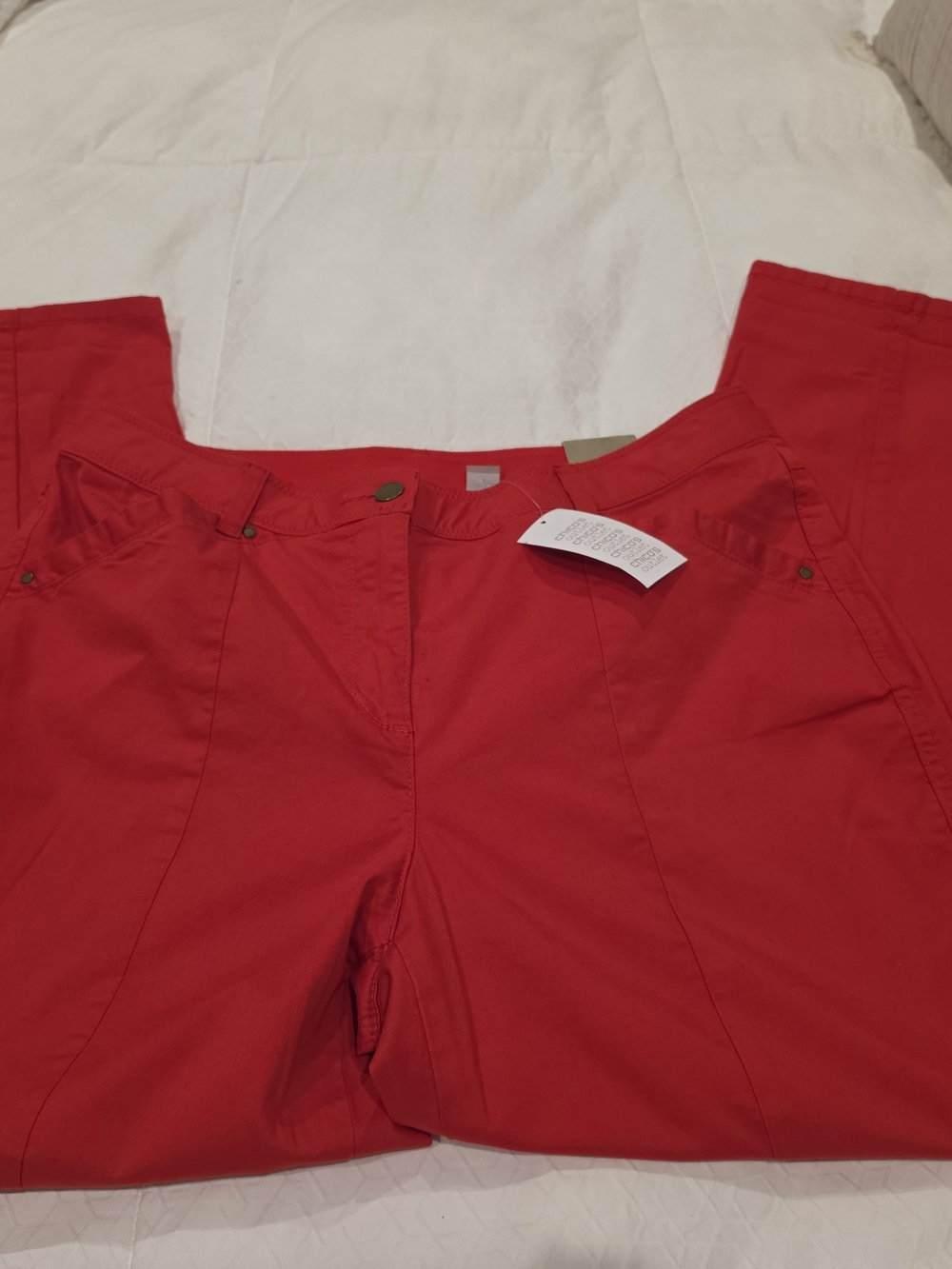 Chico's Bright Red Straight-Leg Ankle Pants